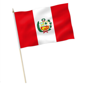 Stock-Flagge : Peru + Wappen / Premiumqualität