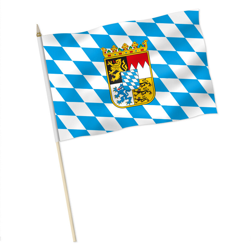Stock-Flagge : Bayern Raute mit Wappen / Premiumqualität, 9,95 €