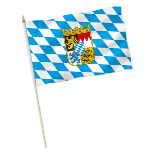 Stock-Flagge : Bayern Raute mit Wappen / Premiumqualität