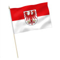 Stock-Flagge : Brandenburg mit Wappen / Premiumqualität
