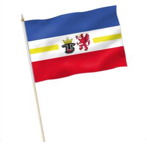 Stock-Flagge : Mecklenburg-Vorpommern mit Wappen / Premiumqualität