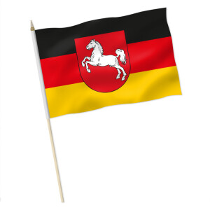 Stock-Flagge : Niedersachsen mit Wappen / Premiumqualität