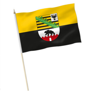 Stock-Flagge : Sachsen-Anhalt mit Wappen / Premiumqualität