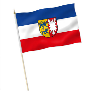 Stock-Flagge : Schleswig-Holstein mit Wappen / Premiumqualität