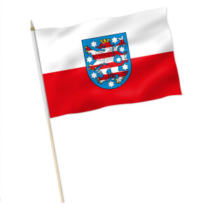 Stock-Flagge : Thüringen mit Wappen / Premiumqualität