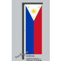 Hochformats Fahne Philippinen 80x200 cm seitliche Karabiner + Hohlsaum für Mast mit Ausleger