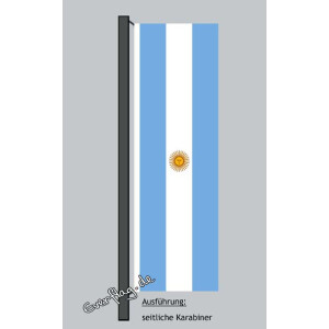 Hochformats Fahne Argentinien mit Wappen