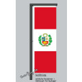 Hochformats Fahne Peru mit Wappen
