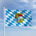 Premiumfahne Bayern Raute mit Wappen 75x50 cm Hohlsaum
