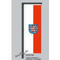 Hochformats Fahne Thüringen mit Wappen 80x200 cm seitliche Karabiner