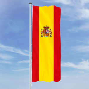 Hochformats Fahne Spanien mit Wappen