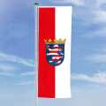Hochformats Fahne Hessen mit Wappen