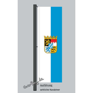 Hochformats Fahne Bayern Dienst mit Wappen