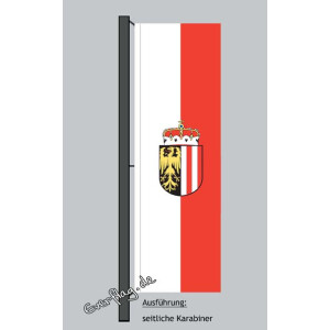 Hochformats Fahne Oberösterreich mit Wappen