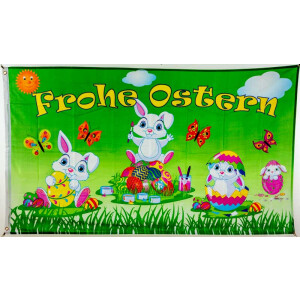 Flagge 90 x 150 : Ostern Frohe Ostern weiße Hasenkinder