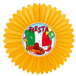 Dekofächer Mexico Fiesta mit Flagge, einseitig, 60 cm