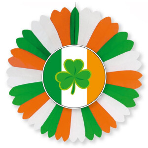 Dekofächer Irlandflagge mit Kleeblatt, einseitig, 60 cm