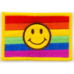 Smiley Regenbogen Aufnäher / Bügelbild Patches Aufbügeln bunt 7 x 7 cm 