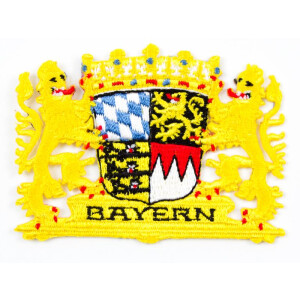 Patch zum Aufbügeln oder Aufnähen : Bayern mit  Wappen und Löwen - klein