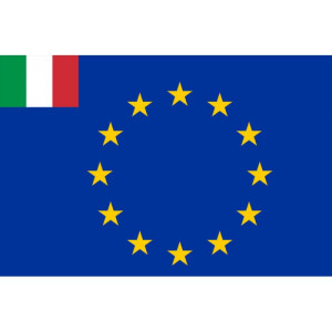 Premiumfahne Europa mit Italien im Eck, 45 x 30 cm, mit Hohlsaum