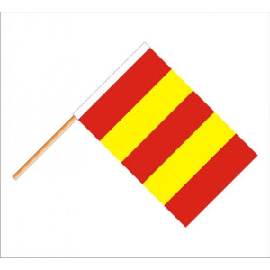 Premiumfahne Motorsportflagge rot-gelb gestreift, 60 x 40 cm, mit Hohlsaum