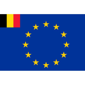 Premiumfahne Europa mit Belgien im Eck, 90 x 60 cm, mit Ösen