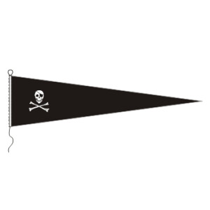 Langwimpel: Pirat, 250 x 40 cm, Strick-/ Schlaufe