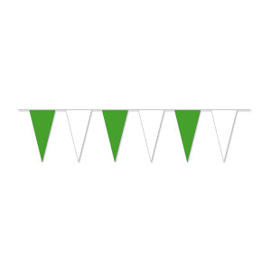 Wimpelkette wetterfest 10 m : grün/weiß, schwere Qualität