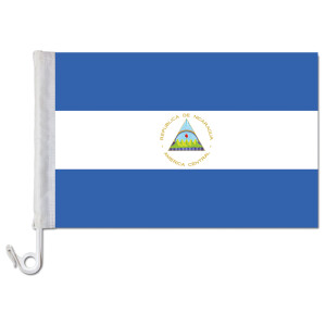 Auto-Fahne: Nicaragua + Wappen - Premiumqualität