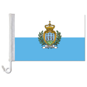 Auto-Fahne: San Marino + Wappen - Premiumqualität
