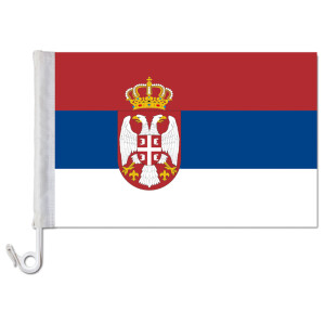 Auto-Fahne: Serbien + Wappen - Premiumqualität