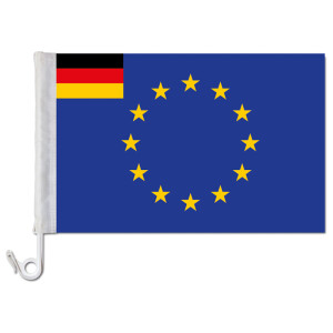 Auto-Fahne: Europa + Deutschland im Eck - Premiumqualität