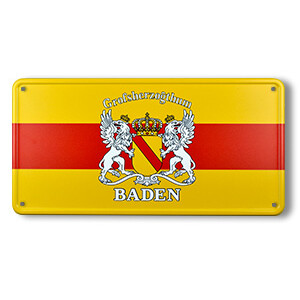 Blechschild Großherzogtum Baden mit Wappen 30,5 x 15,5 cm