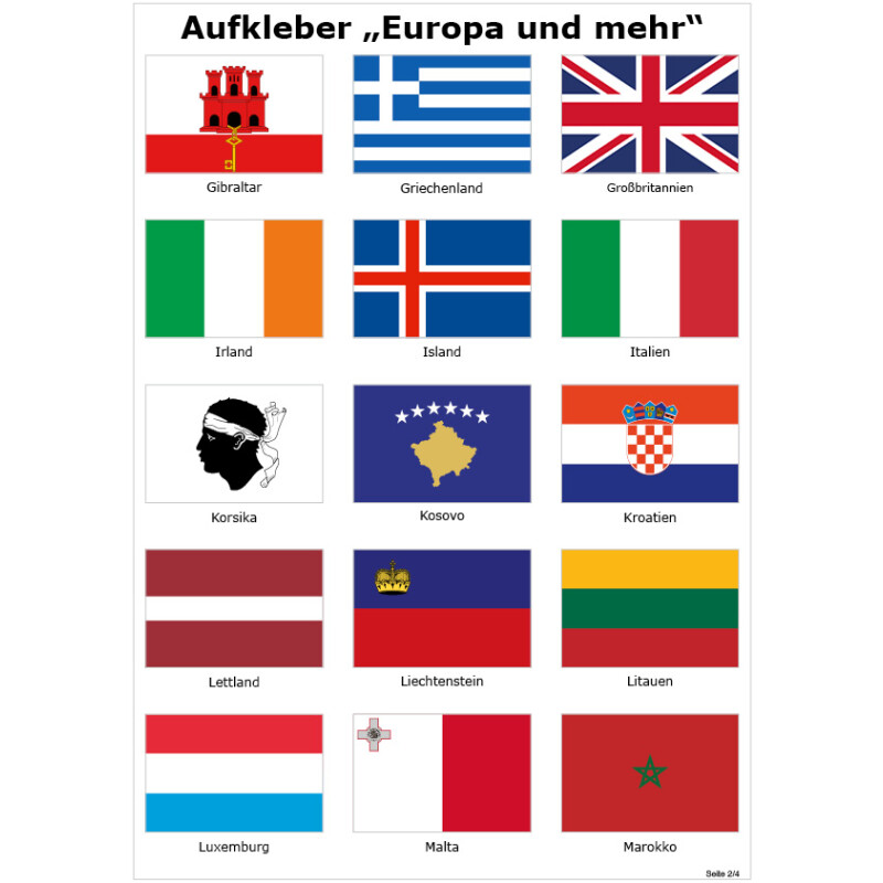 Europa und mehr Aufkleber Set 3x2 cm, 14,95 €