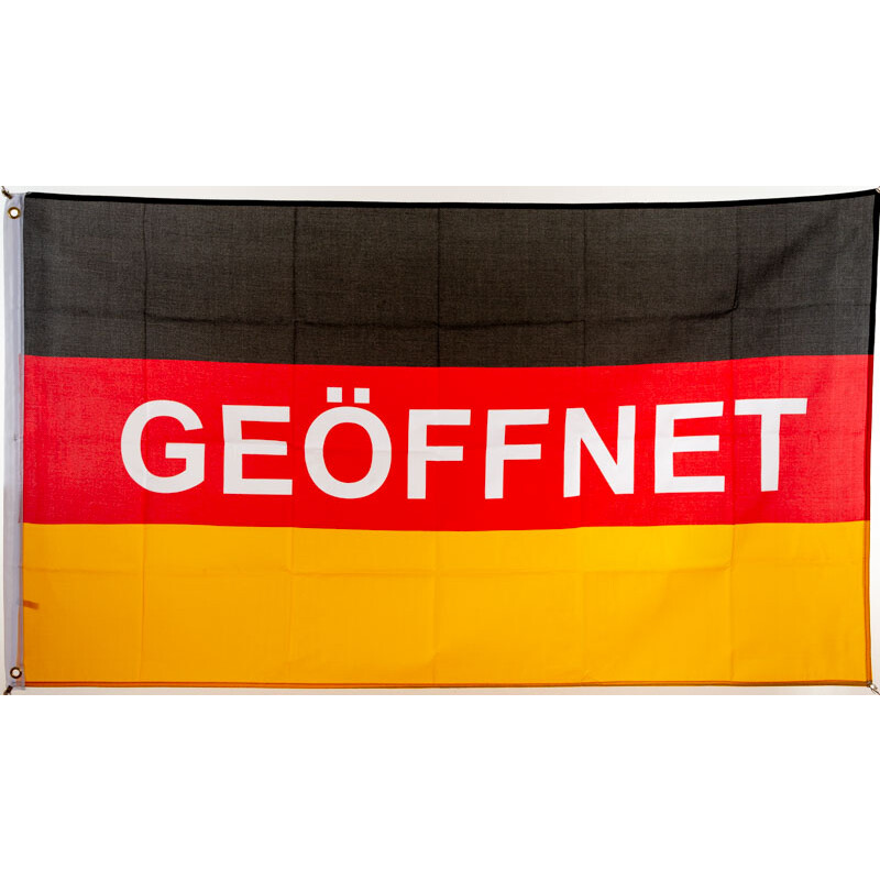 Flagge 90 x 150 : Deutschland mit GEÖFFNET, 4,95 €