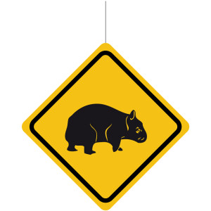 Deckenhänger Verkehrsschild Achtung : Wombat