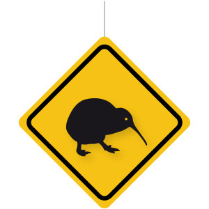 Deckenhänger Verkehrsschild Achtung : Kiwi