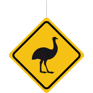 Deckenhänger Verkehrsschild Achtung : Emu