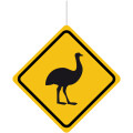 Deckenhänger Verkehrsschild "Achtung Emu"
