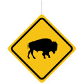 Deckenhänger Verkehrsschild "Achtung : Bison"