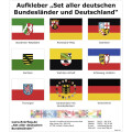 Aufkleber Set aller deutschen Bundesländer und Deutschland 3 x 2 cm