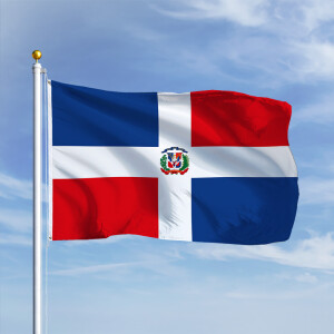 Premiumfahne Dominikanische Republik mit Wappen