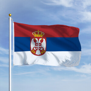 Premiumfahne Serbien mit Wappen