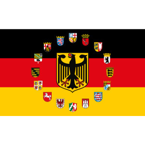 Aufkleber GLÄNZEND Deutschland mit 16 Bundesländerwappen