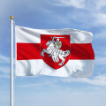 Premiumfahne Weißrussland historisch mit Wappen 30x20 cm Ösen