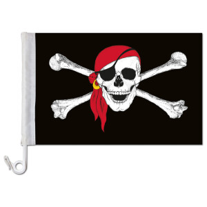 Auto-Fahne: Pirat mit rotem Kopftuch - Premiumqualität