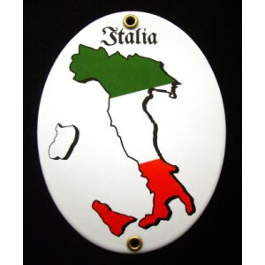 Emaille-Grenzschild Italien / Italia 11,5 x 15 cm