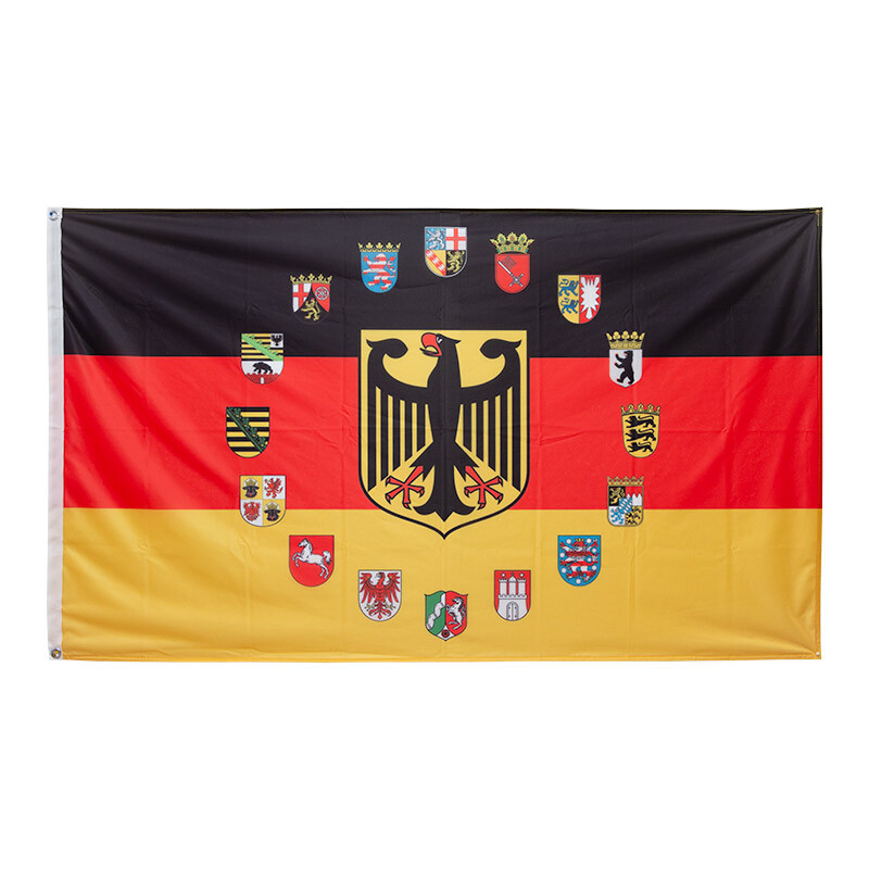 Flagge 90 x 150 : Deutschland mit 16 Bundesländerwappen auf einer Fla,  15,95 €