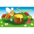 Flagge 90 x 150 : Sommer, Biene mit Honigtopf