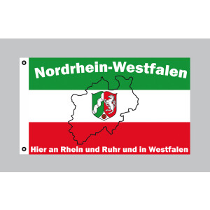Flagge 90 x 150 : Nordrhein-Westfalen Hier an Rhein und Ruhr und in Westfalen